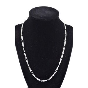 New Jordan Blue Men's Sterling Silver Figaro Chain Necklace 19.5"